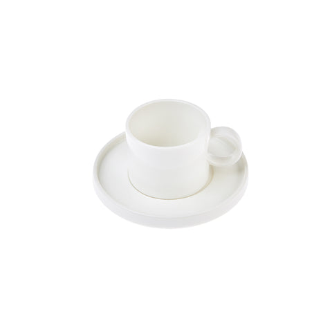 Karaca Hussein Chalayan Future Perfect 4-Piece Porcelain Tea Cup and Saucer Set for 2 People, 200ml, White