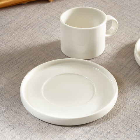 Karaca Hussein Chalayan Future Perfect 4-Piece Porcelain Tea Cup and Saucer Set for 2 People, 200ml, White