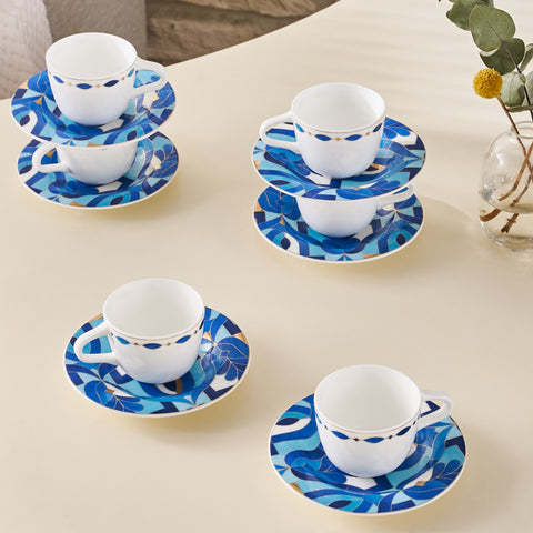 Karaca Fine Pearl Azur 12 Piece Espresso Turkish Coffee Cup for 6 People, 100ml, Multi