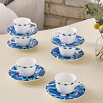 Karaca Fine Pearl Azur 12 Piece Espresso Turkish Coffee Cup for 6 People, 100ml, Multi