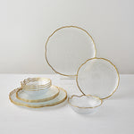 Karaca Milanda 12-Piece Glass Dinner Set for 4 People, Gold