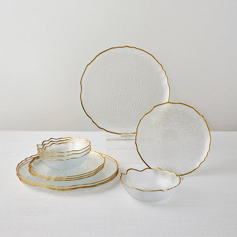 Karaca Milanda 12-Piece Glass Dinner Set for 4 People, Gold