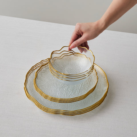Karaca Milanda 12-Piece Glass Dinner Set for 4 People, Gold