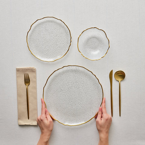 Karaca Milanda 12-Piece Glass Dinner Set for 4 People, Gold