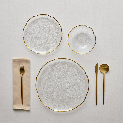 Karaca Milanda 12-Piece Glass Dinner Set for 4 People, Gold