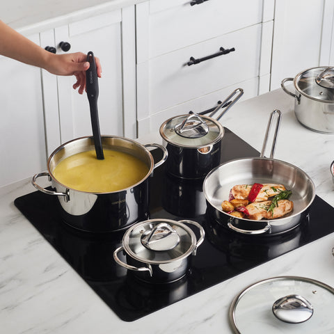 Karaca Ada V2 12-Piece Stainless Steel Induction Cookware Set, Silver