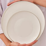 Karaca Streamline Meridian 59-Piece Fine Bone China Dinner Set for 12 People, White Platinum