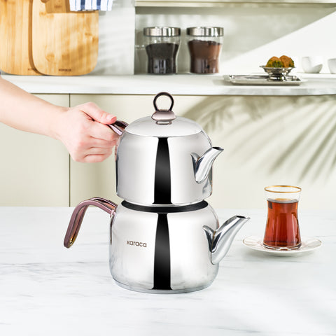 Karaca Manes Stainless Steel Teapot Set, Medium, Rose
