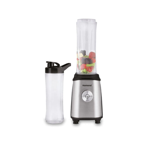 Homend Mixfresh 7010UK Dishwasher Safe, Stainless Steel Blender & Smoothie Maker, Two 600ML BPA Free Portable Bottles, Inox Black