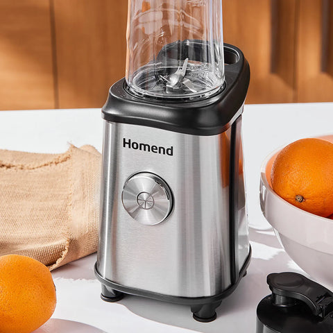 Homend Mixfresh 7010UK Dishwasher Safe, Stainless Steel Blender & Smoothie Maker, Two 600ML BPA Free Portable Bottles, Inox Black