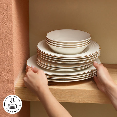 Karaca Stream Bone China Massimo 24-Piece Dinner Set for 6 People, Gold