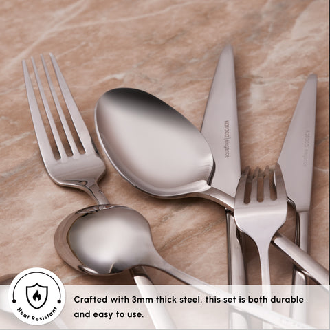 Karaca Serena 84-Piece Stainless Steel Cutlery Set for 12 People, Silver