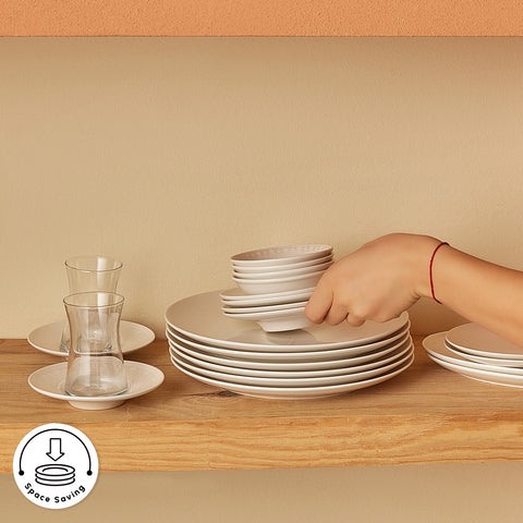 Karaca Bone China Artiste 26-Piece Serveware Set for 6 People, White