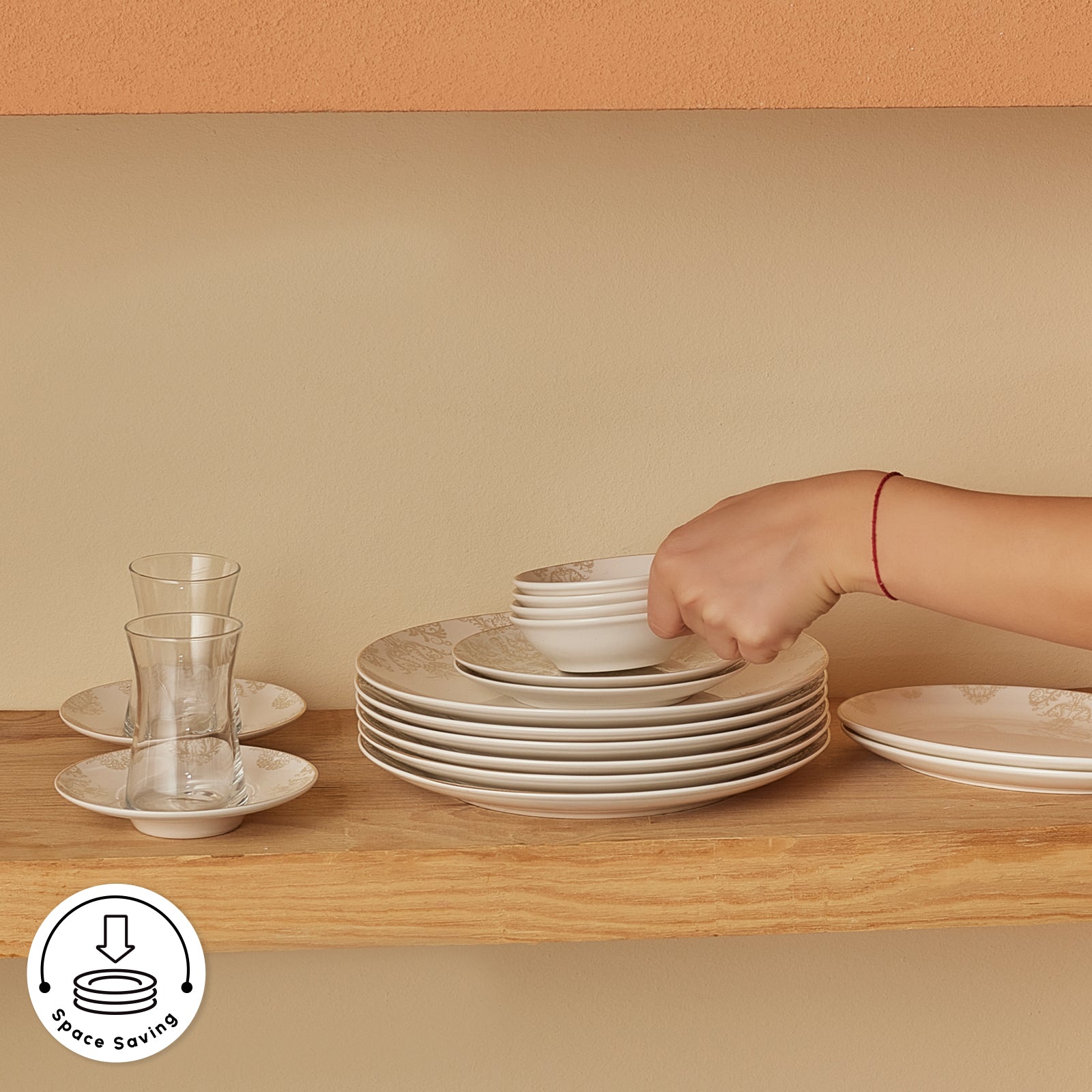 Karaca Bone China Siena 26-Piece Serveware Set for 6 People, White