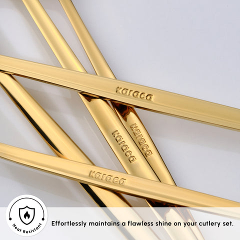 Karaca Orion Silver 60-Piece Stainless Steel Cutlery Set for 12 People, Shiny Gold