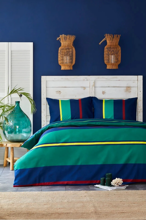 Nautica Heritage 100% Turkish Cotton Duvet Cover Set, 200cmx200cm, Green Multi