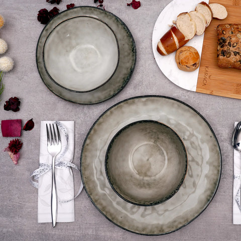 Karaca 24-Piece Reactive Glaze Dinner Set for 6 People, Beige