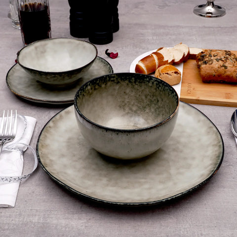 Karaca 24-Piece Reactive Glaze Dinner Set for 6 People, Beige
