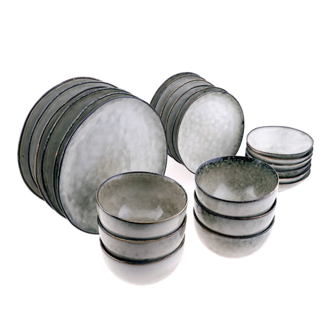 Karaca 24-Piece Reactive Glaze Dinner Set for 6 People, Beige