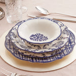 Karaca Maren 24-Piece Porcelain Dinner Set for 6 People, Blue White