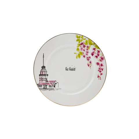Karaca​ Istanbul Collection Erguvan Maiden's Tower Porcelain Side Plate, 19cm, Multi
