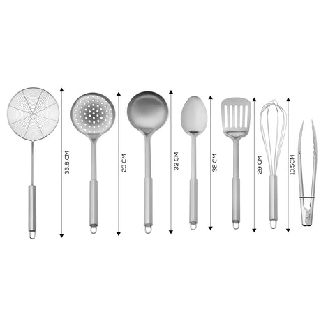 Karaca Hepsi 7 Piece Stainless Steel Kitchen Utensil Set, Silver