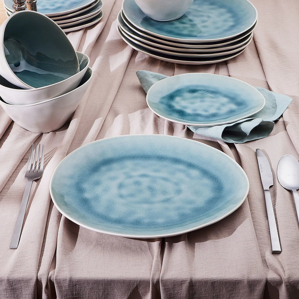 Karaca 18-Piece Reactive Glaze Dinner Set for 6 People, Turquoise