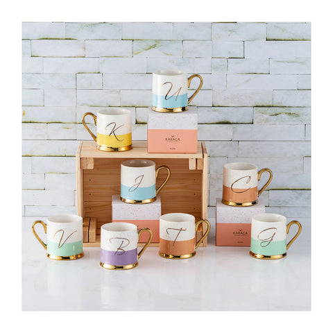 Karaca Letter K Porcelain Mug, 330ml, Multi