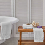 Sarah Anderson Flora Cotton Towel Set, 4 Piece, 30cmx50cm, Off White