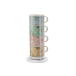Karaca Lavinya 4-Piece Porcelain Mug Set with Stand, 160ml, Multi