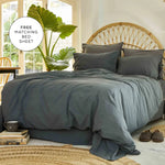 Karaca Home 4 Elements 100% Turkish Cotton Duvet Cover Set with Bed Sheet, Double, Dark Grey