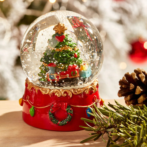 Karaca Home New Year Christmas Tree with Train Snow Globe, 8.7cmx7cmx7cm, Multi