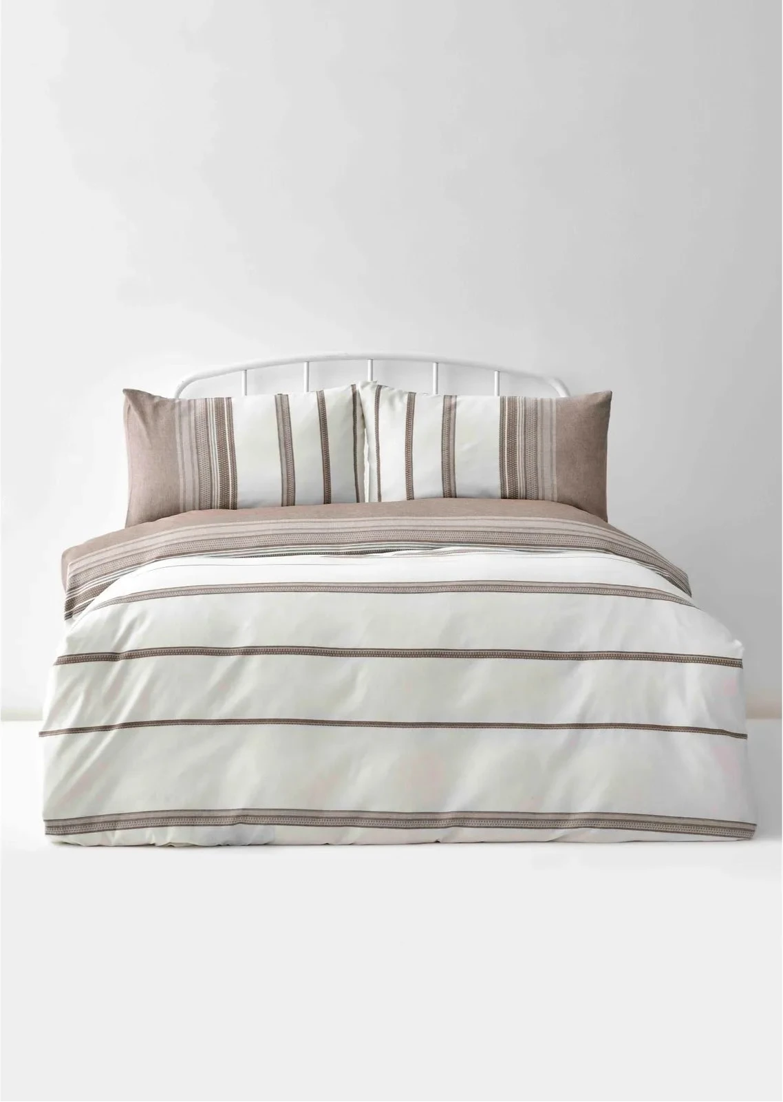 Karaca Home Dobby Woven Duvet Cover Set, King, Brown White
