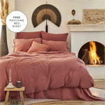 Karaca Home 4 Elements 100% Turkish Cotton Duvet Cover Set with Bed Sheet, Single, Terracotta