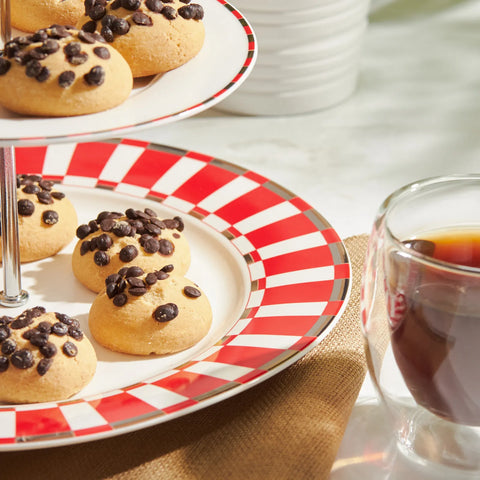 Karaca Aries Porcelain 2-Tier Cake Stand, 27cm, Red Multi