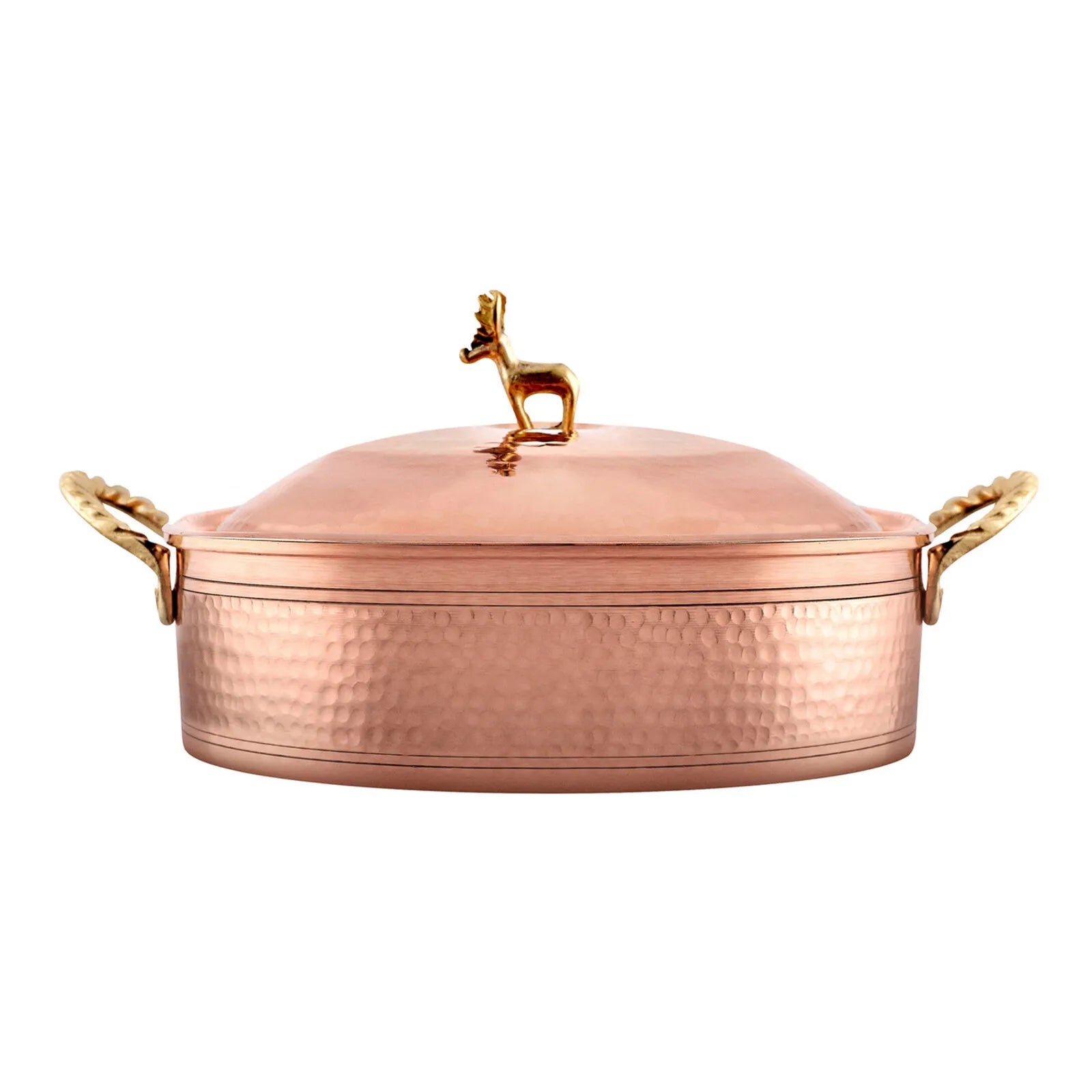 Karaca Alacahöyük Copper Shallow Casserole with Lid, 18cm, Copper