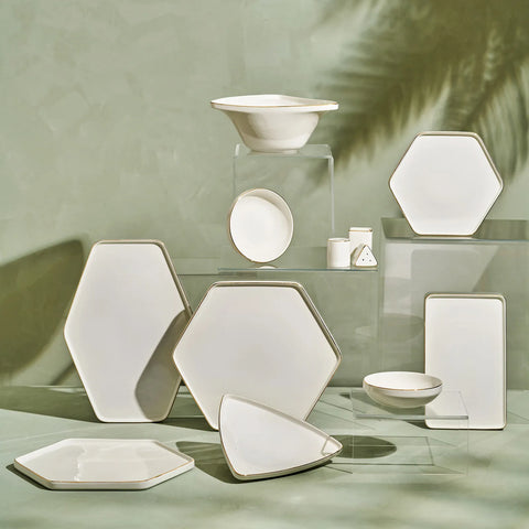 12 Piece Angular Dinner Set NEW DELUXE ANGULAR Quality Porcelain