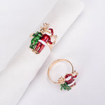 Karaca Home New Year Christmas Deer And Santa Metal Napkin Ring Set, 2 Piece, Multi