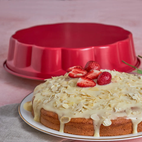 Karaca Ruby Aluminium Ring Cake Tin, 27cmx6cm, Light Pink
