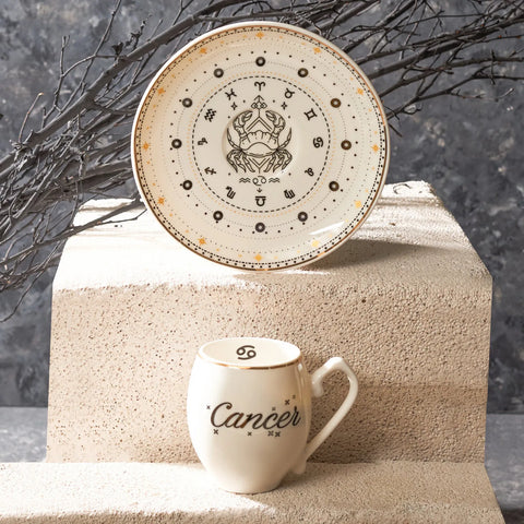 Karaca Signs of the Zodiac Cancer Porcelain Espresso Turkish Coffee Cup, 90ml, Multi