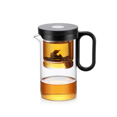 Karaca Brewy Glass Tea French Press, 500ml, Black Transparent