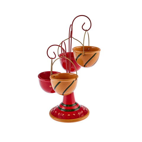 Karaca New Year Christmas Corrousel Ceramic Snack Bowl with Stand, 32cm, Multi