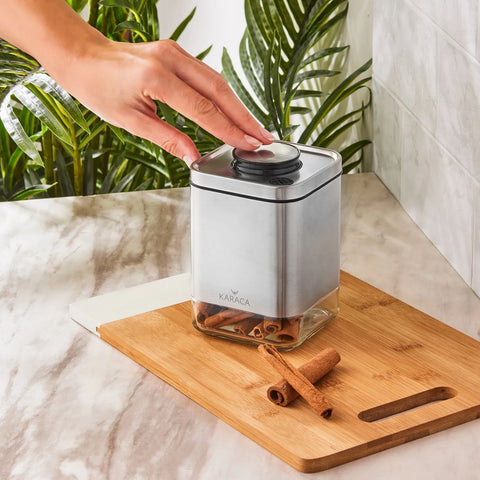 Karaca Avangart İnox Glass Storage Container, Small, Silver