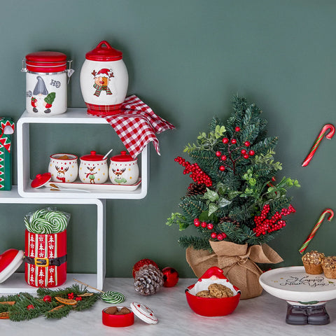 Karaca New Year Christmas Belt Ceramic Storage Jar, 1250ml, Multi