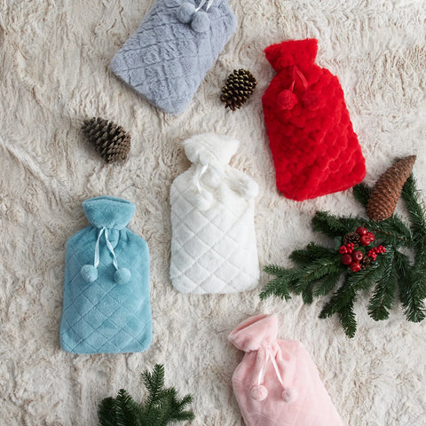 Karaca Home Plush Hot Water Bottle and Cover, 2L, Red