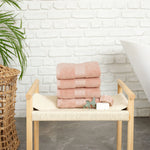 Karaca Home 100% Turkish Cotton Hand Towel Set, 4 Piece, 50cmx90cm, Pink