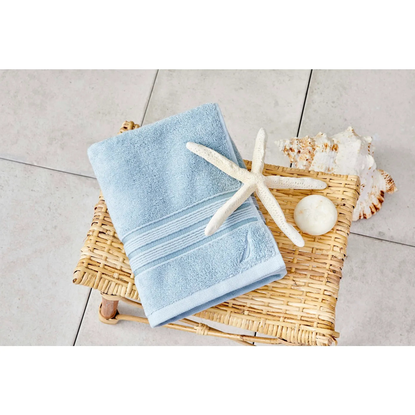 Nautica Home Ocean 100 Turkish Cotton Hand Towel, 50cmx100cm, Aqua