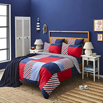 Nautica Home Morris 100% Cotton Duvet Cover Set, Single, 140cmx200cm, Navy Blue Multi