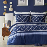 Nautica Home Knot 100% Turkish Cotton Duvet Cover Set, Single, 140cmx200cm, Navy Blue Multi