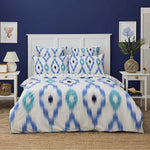 Nautica Home Ikat 100% Cotton Duvet Cover Set, Single, 140cmx200cm, White Blue
